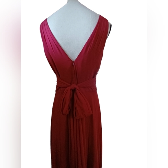 Long Tank Red Chiffon 8 Formal Holiday Dress - Picture 4 of 11
